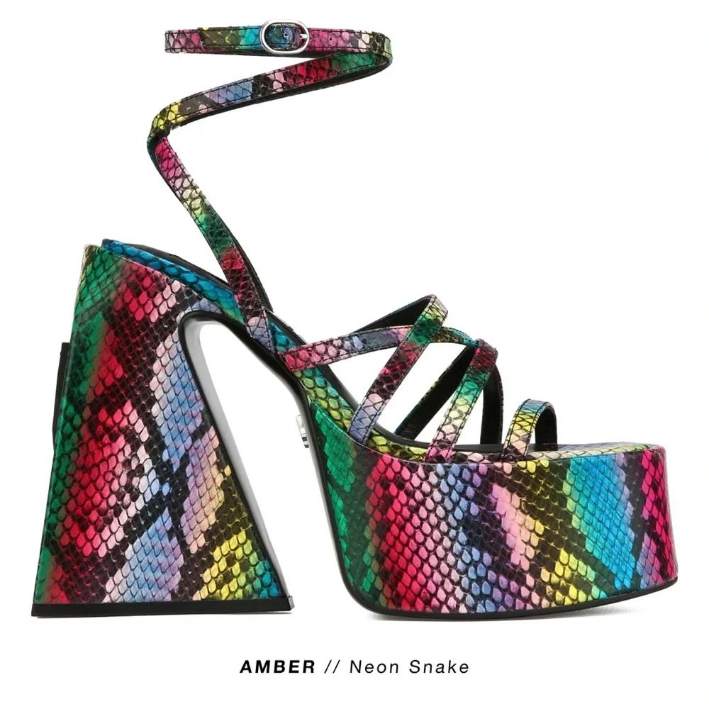 Naked Wolfe amber neon snake platform heels size 36